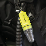 Princeton Tec Aqua Strobe LED Marker Light attached to diving equipment
